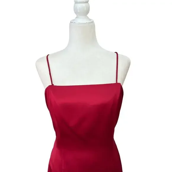 Vintage Watters & Watters Satin Maxi Dress 14 Red - Picture 4 of 10